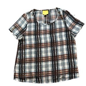 Maeve (Anthropologie) Plaid Scoop
Neck Cross Back Blouse Women's